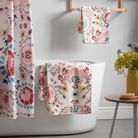 Cotton Towel with Velour Finish - Multicolor