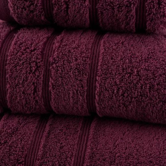 Cotton Towel with Zero Twist Yarn - Aubergine