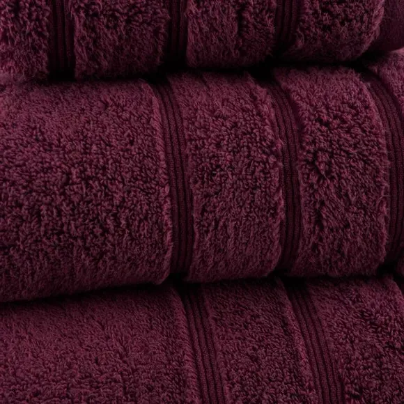 Cotton Towel with Zero Twist Yarn - Aubergine