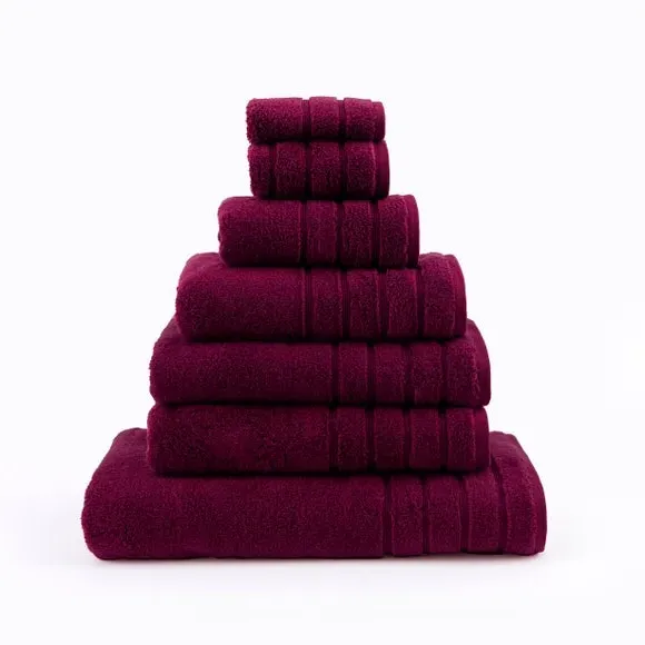 Cotton Towel with Zero Twist Yarn - Aubergine