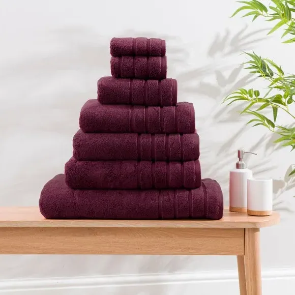 Cotton Towel with Zero Twist Yarn - Aubergine image