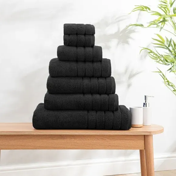 Cotton Towel with Zero Twist Yarn - Black