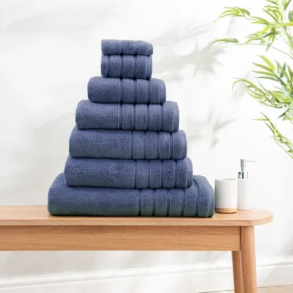 Cotton Towel with Zero Twist Yarn - Blue