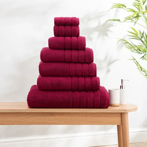 Cotton Towel with Zero Twist Yarn - Cerise