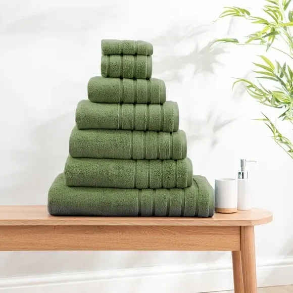 Cotton Towel with Zero Twist Yarn - Green