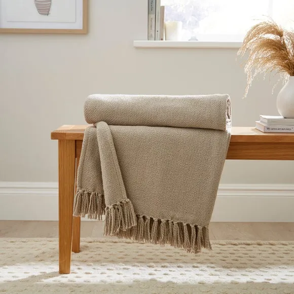 Cotton Weave Throw Blanket - Greige