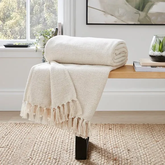 Cotton Weave Throw Blanket - Ivory, Cotton image