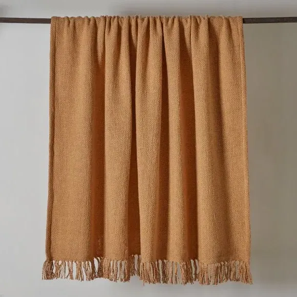 Cotton Weave Throw Blanket - Ochre
