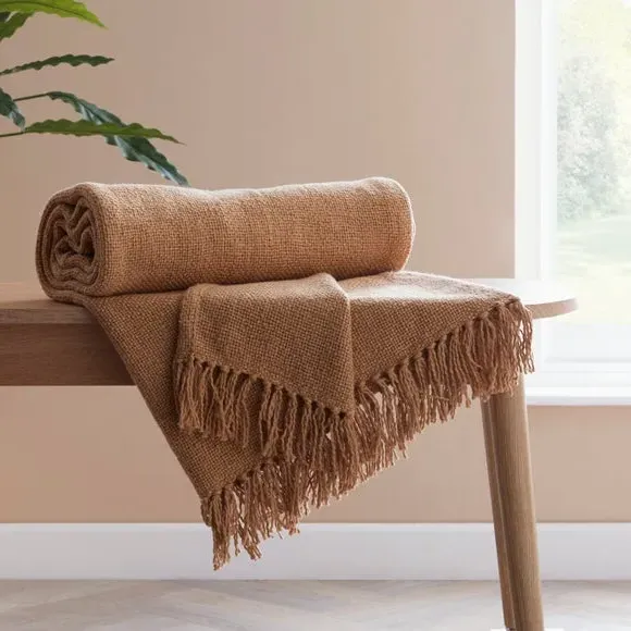 Cotton Weave Throw Blanket - Ochre