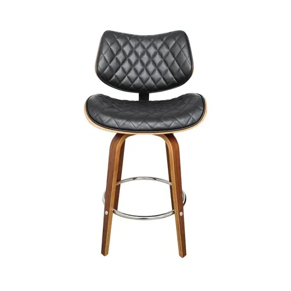 Counter Height Bar Stool - Black, Faux Leather