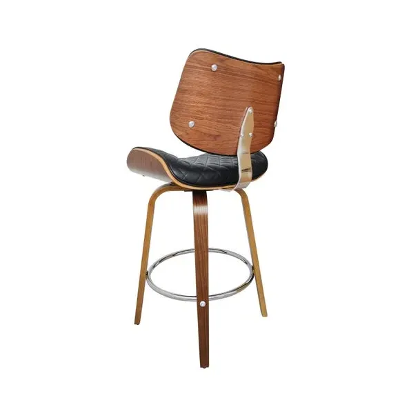 Counter Height Bar Stool - Black, Faux Leather