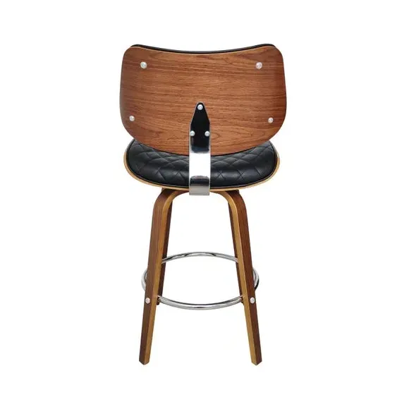 Counter Height Bar Stool - Black, Faux Leather