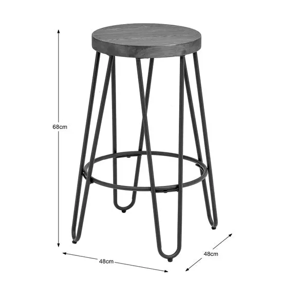 Counter Height Bar Stool - Black, Metal
