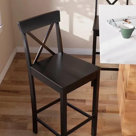 Counter Height Bar Stool - Black, Rubberwood