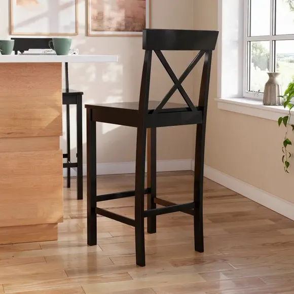 Counter Height Bar Stool - Black, Rubberwood