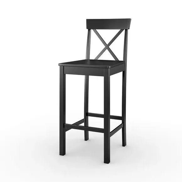 Counter Height Bar Stool - Black, Rubberwood