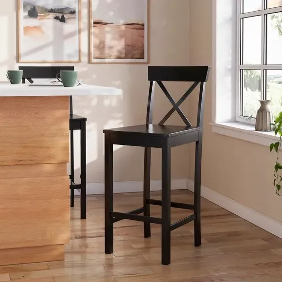 Counter Height Bar Stool - Black, Rubberwood image