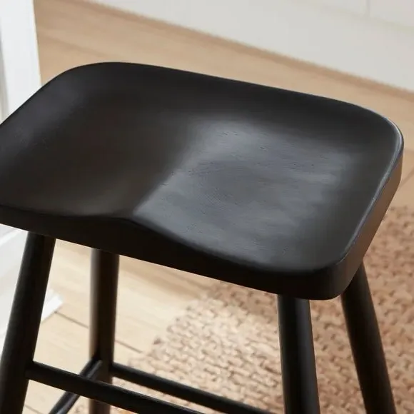 Counter Height Bar Stool - Black, Solid Oak