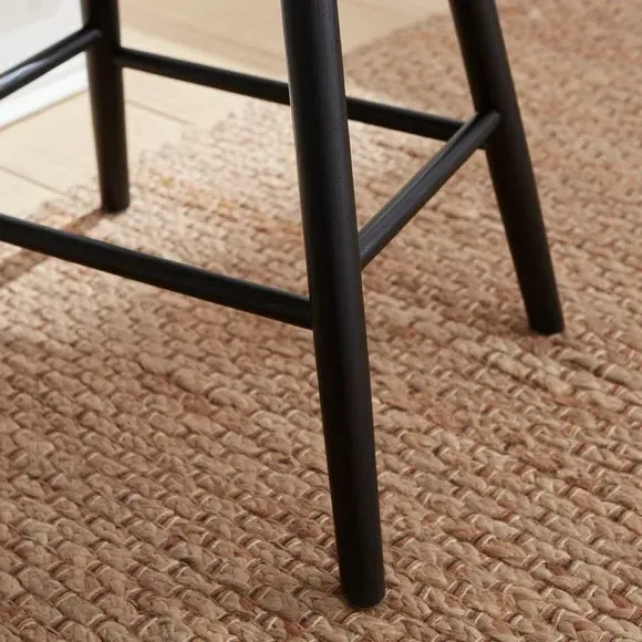 Counter Height Bar Stool - Black, Solid Oak