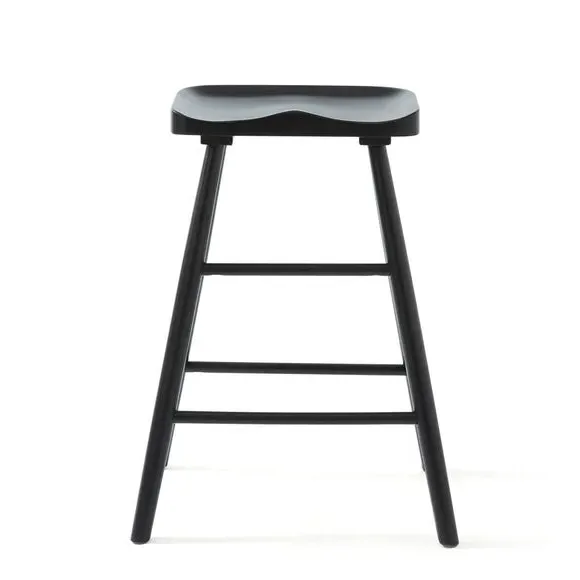 Counter Height Bar Stool - Black, Solid Oak