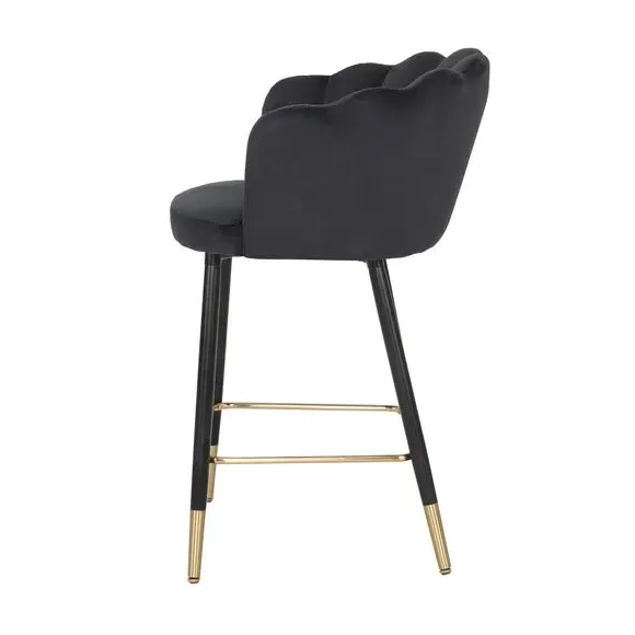 Counter Height Bar Stool - Black, Velvet
