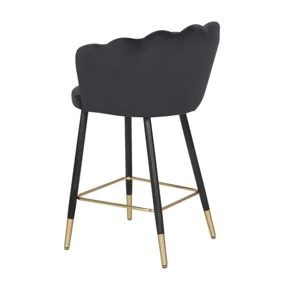 Counter Height Bar Stool - Black, Velvet