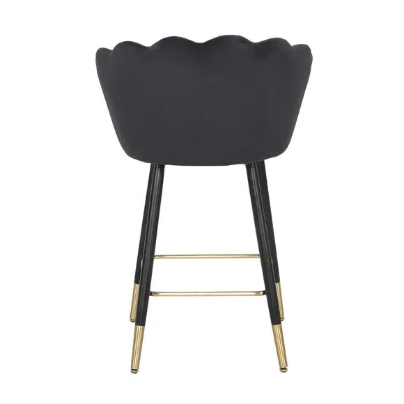 Counter Height Bar Stool - Black, Velvet