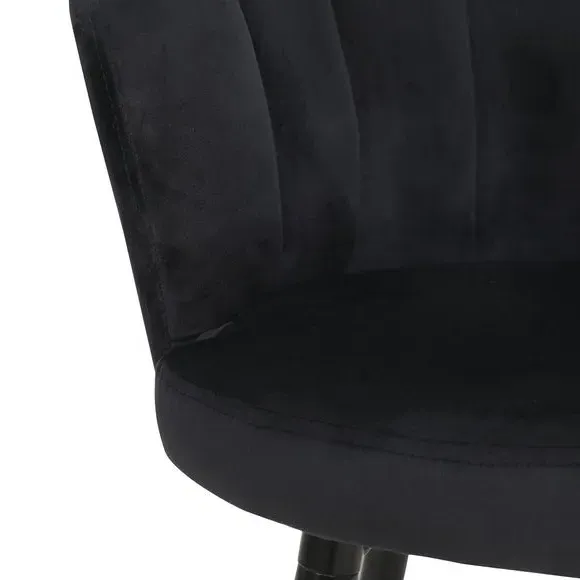Counter Height Bar Stool - Black, Velvet
