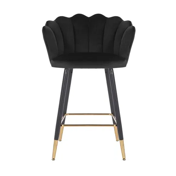 Counter Height Bar Stool - Black, Velvet image