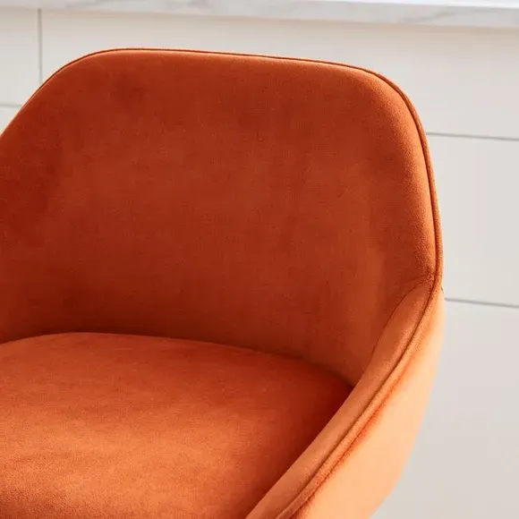 Counter Height Bar Stool - Burnt Orange, Velvet