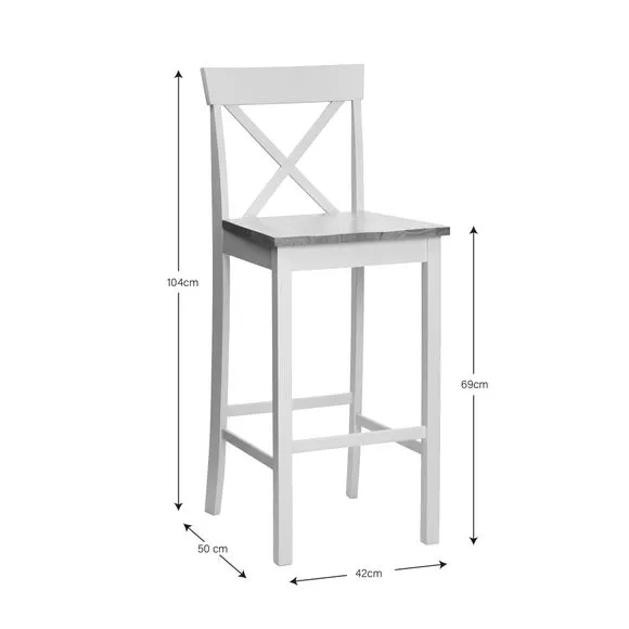Counter Height Bar Stool - Cream, Rubberwood