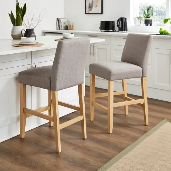 Counter Height Bar Stool - Grey, Fabric