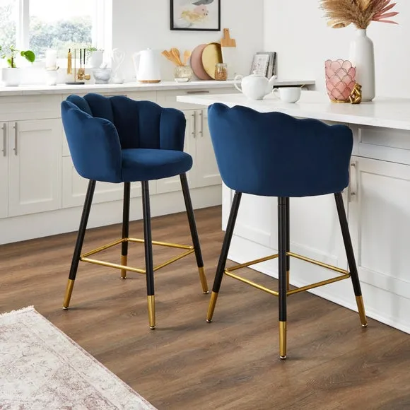 Counter Height Bar Stool - Midnight, Velvet