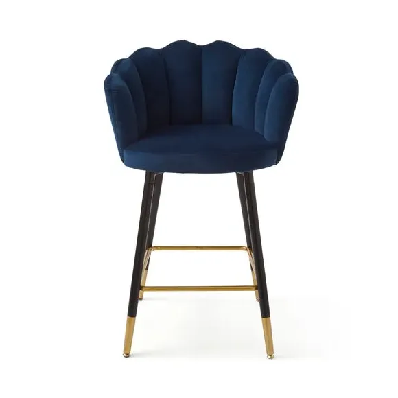 Counter Height Bar Stool - Midnight, Velvet