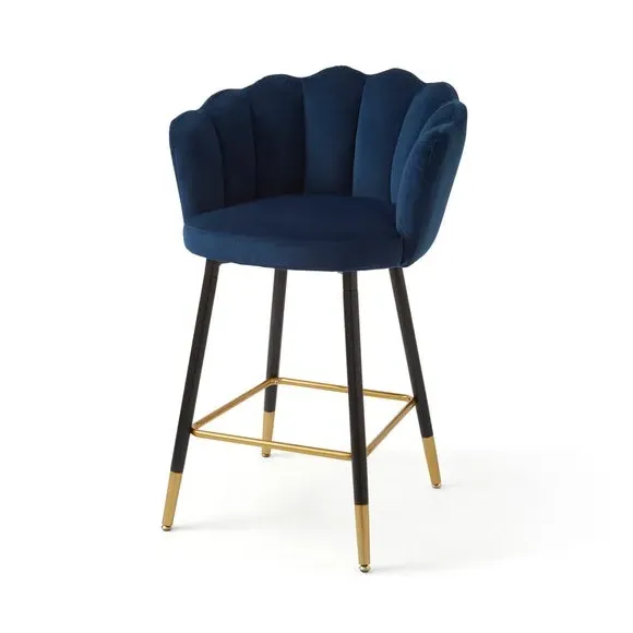 Counter Height Bar Stool - Midnight, Velvet