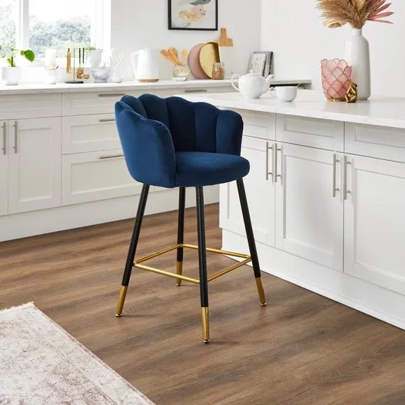 Counter Height Bar Stool - Midnight, Velvet