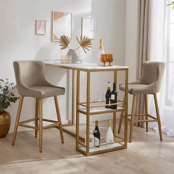 Counter Height Bar Stool - Mink, Velvet