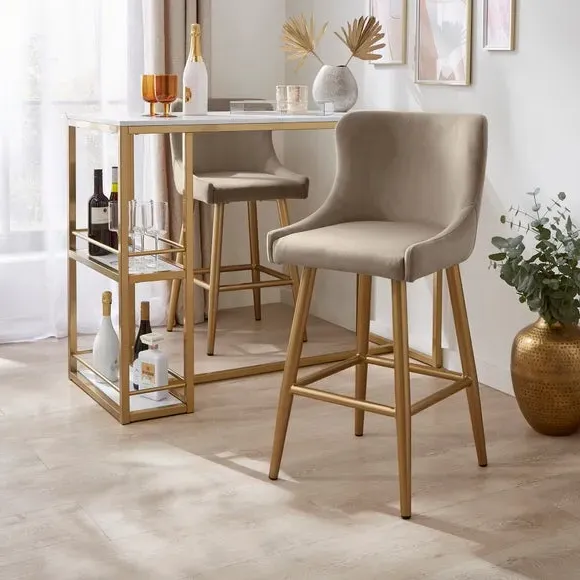 Counter Height Bar Stool - Mink, Velvet image