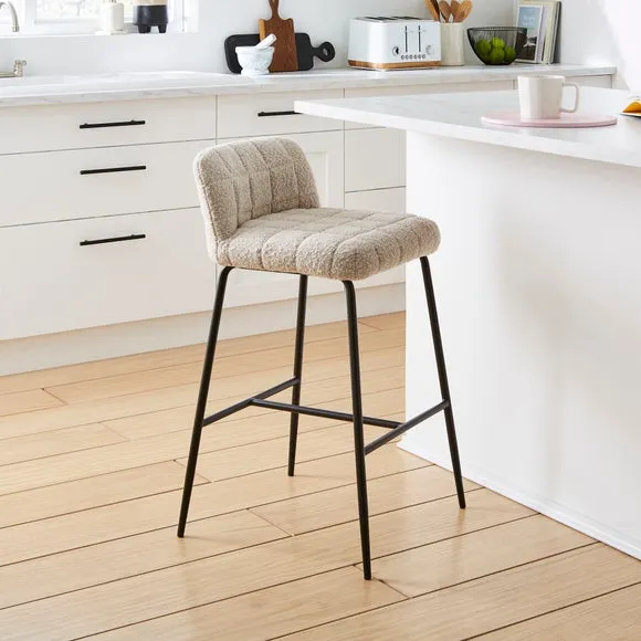Counter Height Bar Stool - Mushroom, Boucle