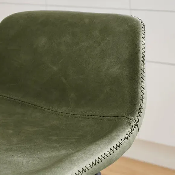 Counter Height Bar Stool - Olive, Faux Leather