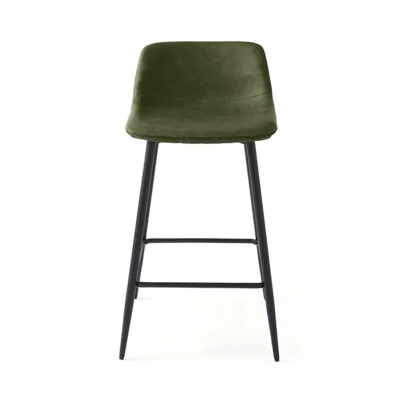 Counter Height Bar Stool - Olive, Faux Leather