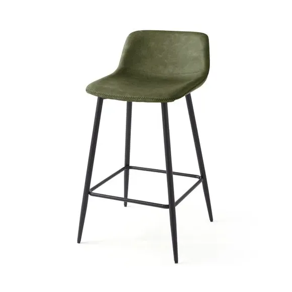 Counter Height Bar Stool - Olive, Faux Leather