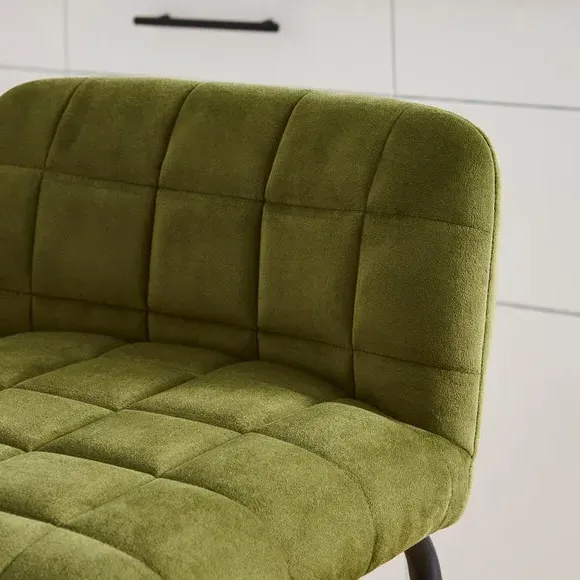 Counter Height Bar Stool - Olive, Velvet