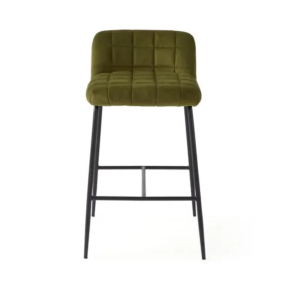 Counter Height Bar Stool - Olive, Velvet