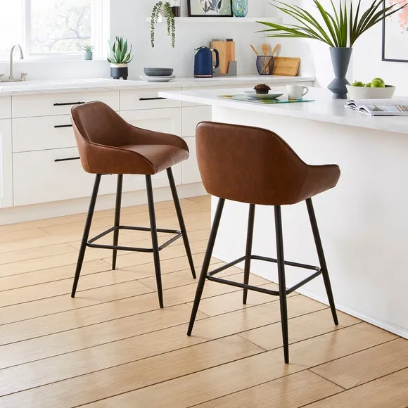 Counter Height Bar Stool - Tan, Faux Leather