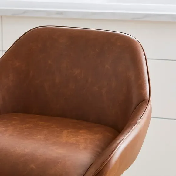 Counter Height Bar Stool - Tan, Faux Leather