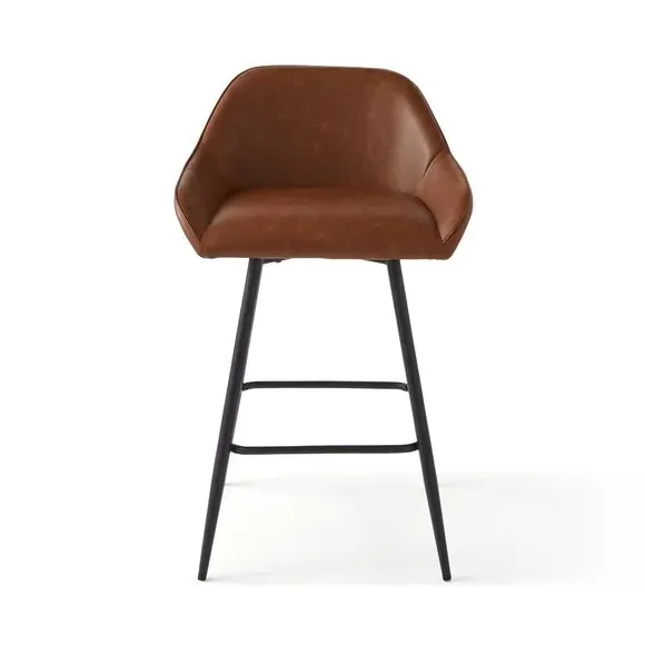 Counter Height Bar Stool - Tan, Faux Leather