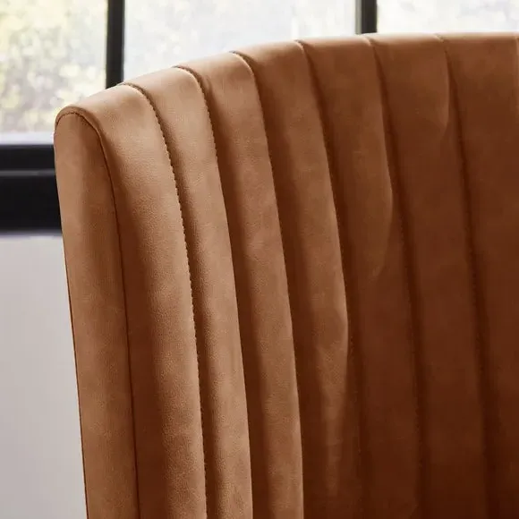 Counter Height Bar Stool - Tan, Faux Leather