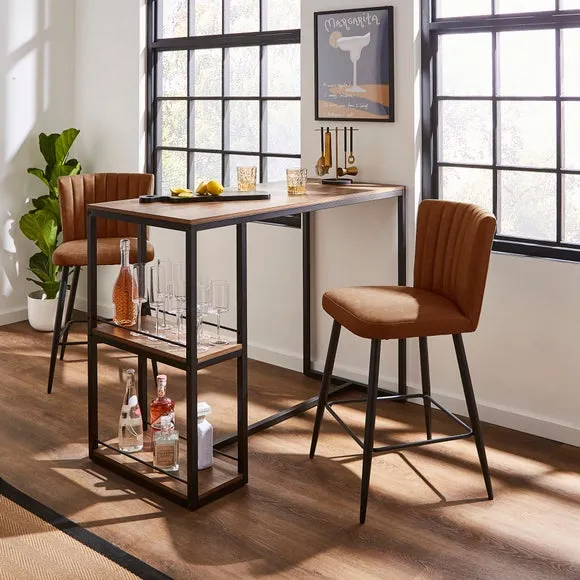 Counter Height Bar Stool - Tan, Faux Leather