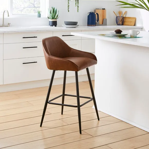 Counter Height Bar Stool - Tan, Faux Leather image